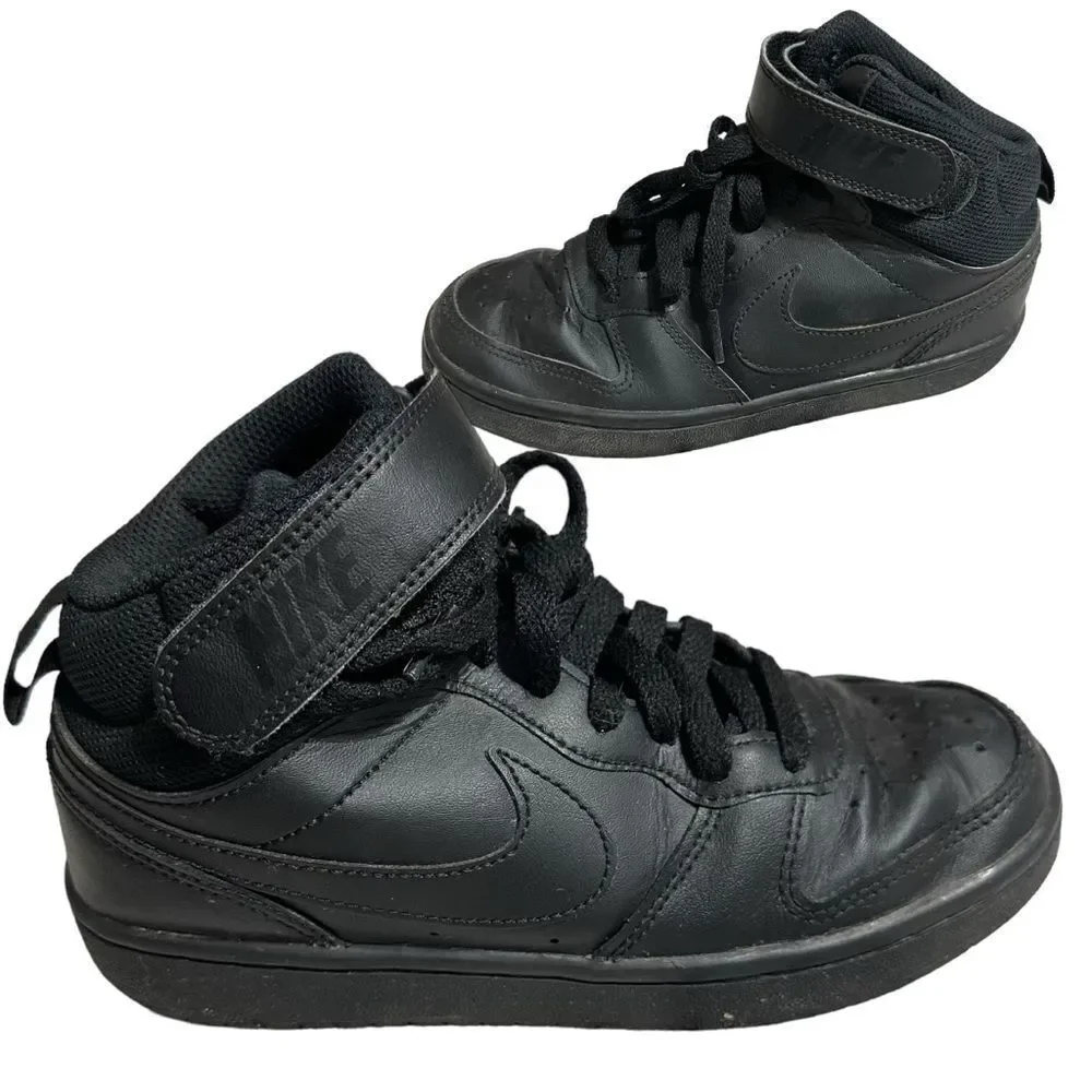Nike Court Borough Mid 2 (GS) Youth Shoes Black/Black CD7782 001 Kids Sz 3.5